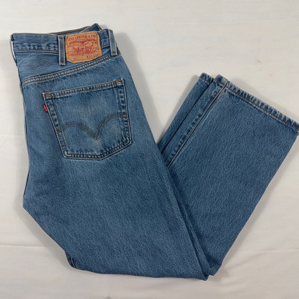 Levis 501XX  Mens Blue Straight Leg‎ Button Fly Denim Jeans W38 L32